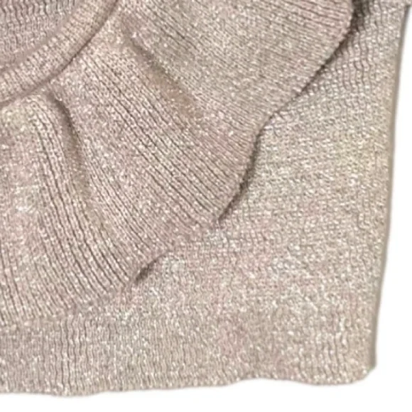 𝙁𝙍𝙀𝙀 🅽🅴🆆 H&M glitter party crop top, light pink / tan / gold - size 4 - Picture 7 of 11